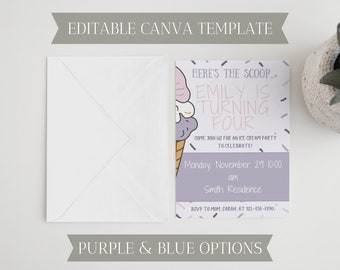 Ice Cream Social Invitation | Summer Birthday | Canva Template