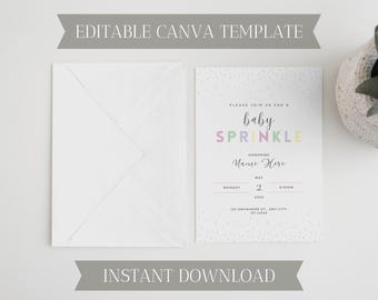 Editable Baby Sprinkle Invitation | Canva Template | Digital Download
