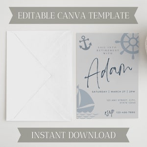 Nautical Party Invite | Sailboat Retirement Invitation | Canva Template