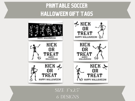 Printable Soccer Halloween Gift Tags | Kick or Treat (Digital Download)
