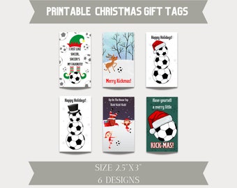 Etiquetas imprimibles de fútbol para regalo de Navidad (descarga digital)