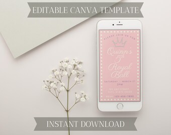Princess Birthday Invitation: Editable Pink Fairytale Evite (Digital Download)