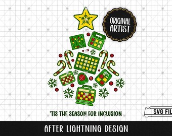 Tis the Season for Inclusion AAC Device Christmas Tree SVG || Teacher Gift || Cutting Machine File