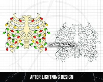 Festive Rib Cage || Rib Cage w/ Christmas Lights SVG for Silhoutte/Cricut Users