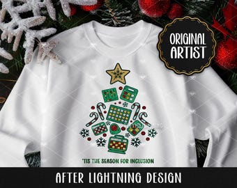 Tis the Season for Inclusion AAC Device Christmas Tree Sublimation PNG