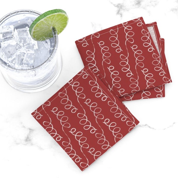 Cotton Linen Cocktail Napkins Curly Q Edition