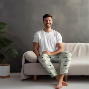 Men&#39;s Pajama Pants Santa&#39;s SleighPrint on Cream