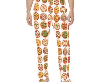 Men's Pizza Pajamas Pants, Pizza Themed Gift,  Foodie Gift, Pizza Gift For Him, Gift For Foodie, Gift For Pizza Lover