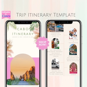 Travel Itinerary Template, Cute and Colorful, Editable on Canva, Printable, Download,Travel Event Guide, Group Trip Travel Itinerary, Mexico