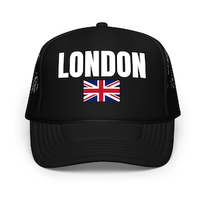London Vereinigtes Königreich Unisex Schaumstoff Trucker-Hut, UK Pride Geschenk, britisches Reise-Souvenir, London Flagge Hut Geschenk