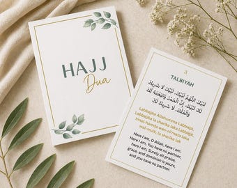 Juego de tarjetas de súplicas para el Hajj / Súplicas para el Hajj en PDF imprimibles y tarjetas didácticas / Guía completa del Hajj con súplicas esenciales Súplicas para el Hajj en PDF, Guía del Hajj.