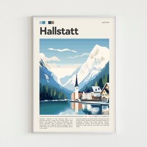 Hallstatt Poster Art Hallstatt Austria Print Hallstatt art Austrian Travel Print Gift Idea