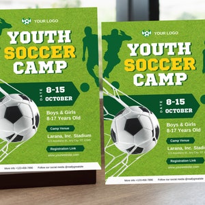 Printable soccer tryouts, soccer tournament, soccer championship poster, soccer flyer, soccer game flyer, and soccer match flyer