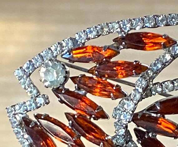 Angelfish brooch and clip-on earrings, orange rhi… - image 4