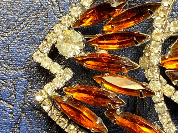 Angelfish brooch and clip-on earrings, orange rhi… - image 5