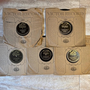 VICTOR RECORDS - Set of 5 antique 78 RPM records (early 1900s)
