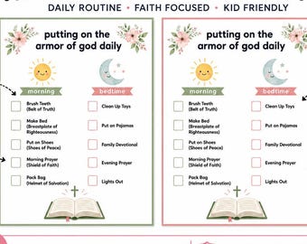 Armor of God Daily Routine Checklist | Christian Kids Morning Bedtime Chart (Digital Download)