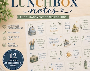 Christian Lunchbox Notes, Kids Bible Verses Encouragement Cards (PDF Download)