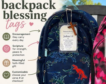 Custom Backpack Blessing Tag: Personalized Scripture Verse Bag Charm