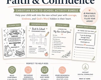 Christian Back to School Activity Pack: Scripture Crosswords & Prayer Pages