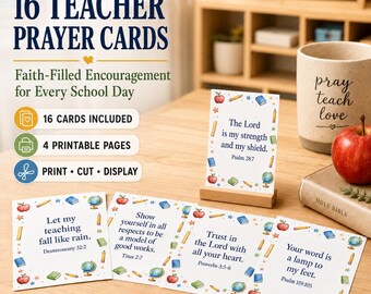 16 Teacher Scripture Cards, Faith-Filled Encouragement (Digital Download)