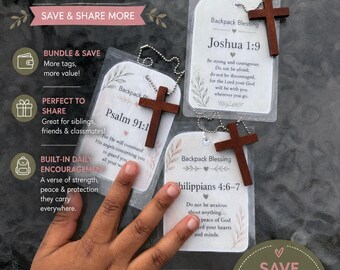 Custom Backpack Blessing Tag: Personalized Scripture Verse Bag Charm
