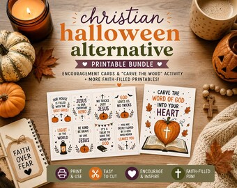Christian Halloween Alternative Printables Bundle | Faith-Filled Encouragement Cards (Digital Download)