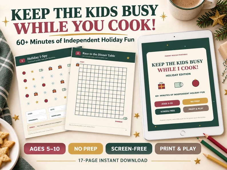 Screen Free Holiday Activities for Kids Ages 5-10 | Calm Printable Busy ...