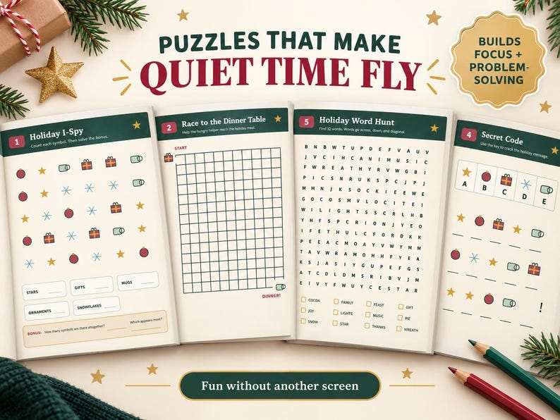 Screen Free Holiday Activities for Kids Ages 5-10 | Calm Printable Busy ...