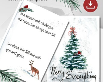 Digital Christmas Greeting Card template: Merry Everything