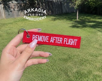 Benutzerdefinierte Flug Tag Schlüsselbund personalisiert, gestickt Jet Tag, Luftfahrt Schlüsselbund, Pilot Geschenk, benutzerdefinierte Name Schlüsselanhänger, entfernen nach dem Flug