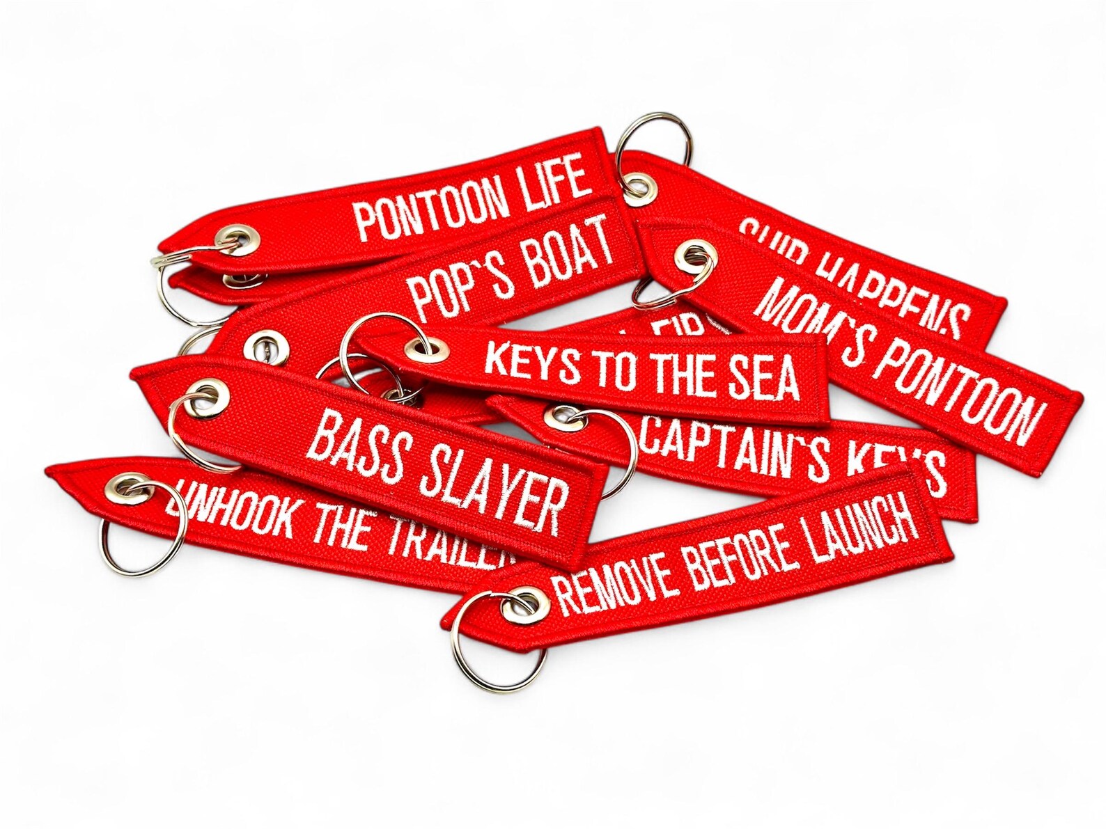 Pontoon Key Chain Custom Boating Keychain | Embroidered Pontoon Tag | Captain’s Gift ...