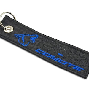 Mustang GT 5.0 Coyote Embroidered Flight Tag Keychain Handmade Custom, Car Enthusiast Gift