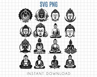 Buddha SVG bundle, praying Buddha face bundle, easy to cut Buddha with lotus flower, commercial use