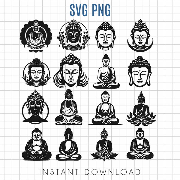 Buddha SVG bundle, praying Buddha face bundle, easy to cut Buddha with lotus flower, commercial use