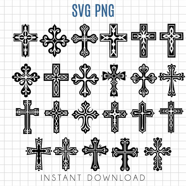 Cross SVG bundle, vector catholic cross bundle, easy to cut Victorian cross, commercial use