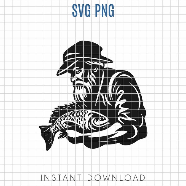 Fishing SVG, easy to cut fisherman, commercial use, fishing man, fishing logo