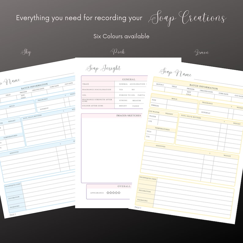 Soap Recipe Journal Pages: Batch Information, Fragrance Guide (PDF ...
