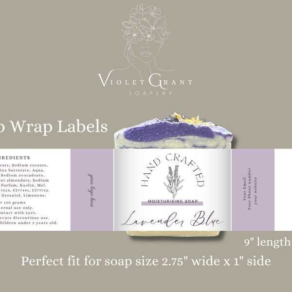 24 Editable Designer Soap Labels (two soap sizes) created for you in Canva ready for you to personalize with your own details