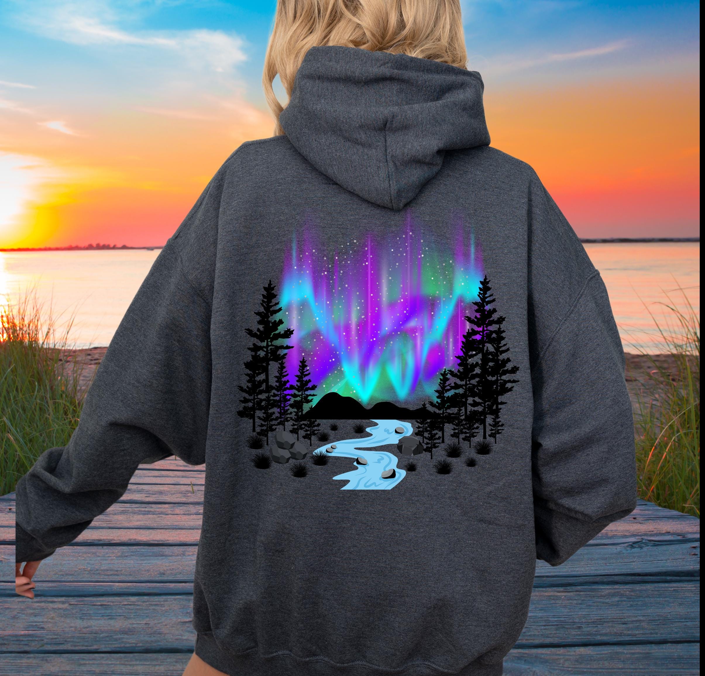 Northern Lights Hoodie, Nature Lover, Aurora Borealis Adventure