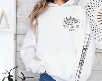 SUDADERA de esquí personalizada con logotipo de brazo para aventurero al aire libre, regalo de esquiador de montaña, amante del aire libre ora por la nieve, regalo de esquí de camisa unisex