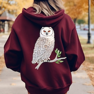 Nature Lover Hoodie, Owl Sweatshirt, Gift for Owl Lover, Snow Owl, Bird Lover Shirt, Dark Academia, Y2K Hoodie, Granola Girl