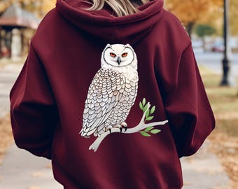 Felpa con cappuccio per amanti della natura, felpa con gufo, regalo per amanti dei gufi, gufo delle nevi, maglietta per amanti degli uccelli, Dark Academia, felpa con cappuccio Y2K, Granola Girl