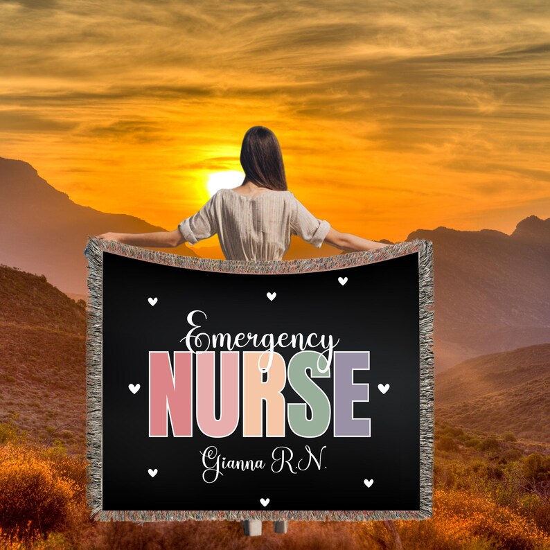 Personalized Nurse Blanket Custom Woven Throw With Name Gift for Nurses