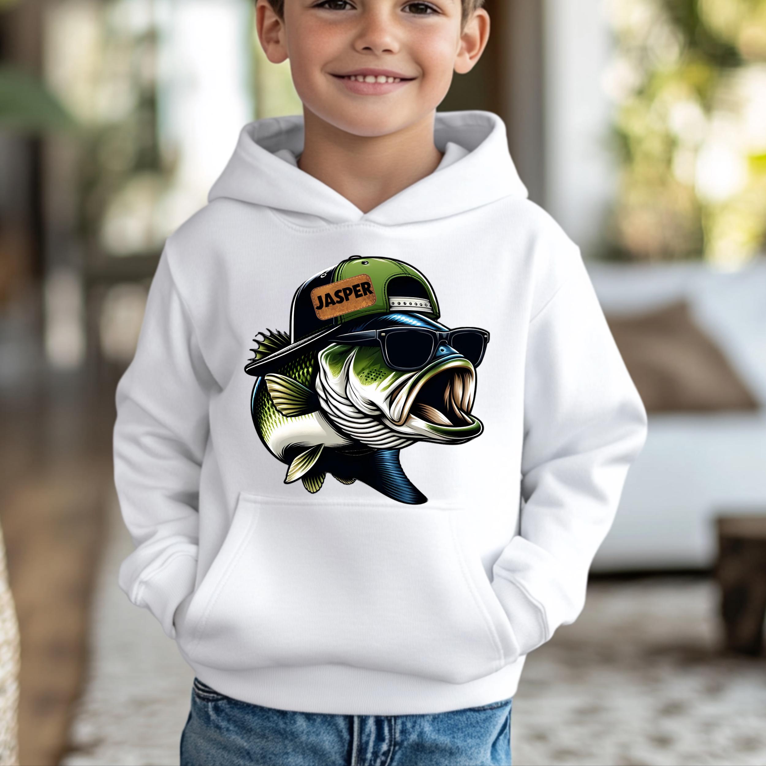 Custom Bass Fishing Youth HOODIE, Personalized Fishing Sweatshirt