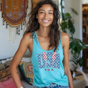 USA Racerback Tank, Retro 4th of July T Shirt, Fourth of July Tank, Vintage Inspired 4th of July, USA Independence Day