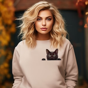 Black Cat Sweatshirt, Cat Lover Shirt, Cat Lover Gift, Cats Peeking Sweater, Gift For Cat Lover, Cat Mom,