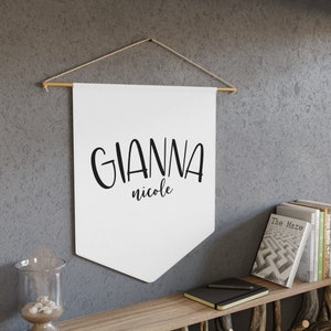Personalized Baby Name Pennant, Nursery Banner Decor for Kids Room, Boho Custom Flag to Decorate Wall