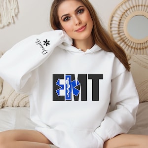 Personalisierte EMT Hoodie, Rettungssanitäter Pullover, Stern des Lebens, EMS Shirt, Ersthelfer, Sanitäter Geschenke