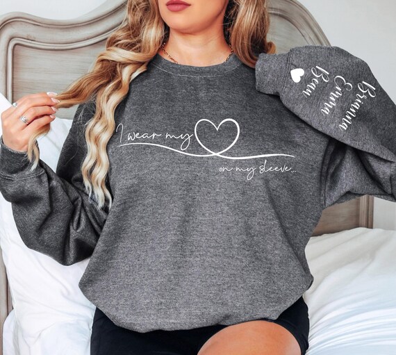 thumbnail image 2 of Personalised 'Heart On My Sleeve' Hoodie For Mum | Custom With Kids Names | Women's Cotton Pullover, Crew Neck, Long Sleeve | All Tied Up 2 of 2